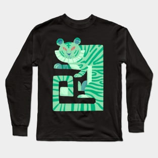 Pastel Jade Green Tiger Long Sleeve T-Shirt